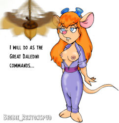 begbierentonspud breasts chip_n_dale_rescue_rangers dazed empty_eyes femsub furry gadget_hackwrench large_breasts long_hair mouse_girl open_clothes orange_hair pendulum text western