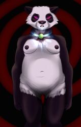 absurdres bottomless breasts collar expressionless female_only femsub furry hypnogoat666 kaa_eyes large_breasts nude open_mouth original panda_girl short_hair standing standing_at_attention topless
