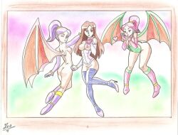 ass castlevania charlotte_aulin corruption demon_girl femdom femsub high_heels kyo-domesticfucker monster_girl multiple_girls open_clothes sketch succubus thighhighs traditional wings
