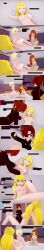  absurdres blonde_hair blue_eyes breasts brown_hair censored closed_eyes clothed cyanstargazer dialogue english_text eyepatch female_only femdom femsub hair_covering_one_eye long_hair multiple_girls multiple_subs nintendo nipples nude princess princess_daisy princess_peach princess_rosalina pussy red_eyes red_hair royalty short_hair smile super_mario_bros. super_smash_bros. tan_lines tears text twintails 