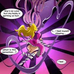 ass bottomless dialogue english_text female_only femdom femsub from_behind nintendo paper_mario paper_mario:_the_thousand_year_door possession princess princess_peach queen restrained royalty shadow_queen socks super_mario_bros. tagme tentacles text thiccncute thighhighs thighs thought_bubble