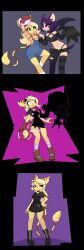  alternate_costume arms_above_head blonde_hair cat_girl character_request drool eye_color_change female_only femdom femsub furry glowing_eyes gothification green_eyes hand_on_hip magic midriff miru_(rakuma-imp) navel original possession purple_eyes purple_hair rakuma-imp restrained sequence slit_pupils sweat tagme tail wings 