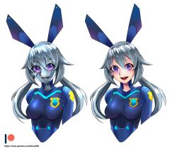 absurdres breasts disney grey_hair ibenz009 judy_hopps large_breasts long_hair personification purple_eyes robot robotization twintails zootopia