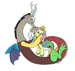  animals_only carnifex dead_source discord expressionless femsub fluttershy hooves hypnotic_eyes kaa_eyes long_hair maledom my_little_pony non-human_feet pink_hair pussy size_difference wings 