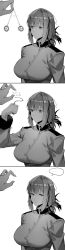absurdres breasts coin comic failed_hypnosis fate/grand_order fate_(series) femdom florence_nightingale greyscale humor hxd large_breasts long_hair military_uniform monochrome pendulum resisting sequence
