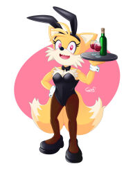  bunny_ears bunnysuit cuffs empty_eyes fake_animal_ears female_only fox_girl furry genderswap happy_trance heart heart_eyes miles_tails_prower open_mouth smile solo sonic_the_hedgehog_(series) symbol_in_eyes tailsko tray waitress 
