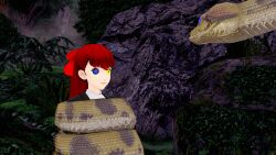  3d animated animated_gif clothed coils disney happy_trance kaa kaa_eyes koikatsu! lunastra persona_(series) persona_5 persona_5_royal ponytail red_hair ribbon smile snake sumire_yoshizawa the_jungle_book 