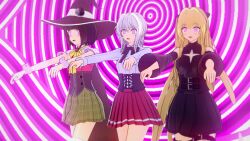 3d black_hair blonde_hair female_only femsub golden_darkness high_school_dxd koikatsu! koneko_toujou rosario+vampire spiral_eyes surrisaki symbol_in_eyes tagme to_love_ru white_hair witch yukari_sendo zombie_walk