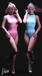  3d absurdres collar empty_eyes female_only femsub happy_trance hypnotic_clothing one-piece_swimsuit original swimsuit tech_control tongue tongue_out valerii 