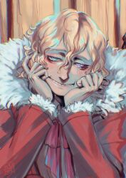 blackberreh blonde_hair control_indicator distortion_(the_magnus_archives) happy_trance hypnotic_eyes male_only malesub michael_shelley smile spiral spiral_eyes the_magnus_archives