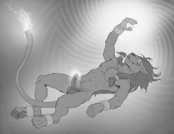 arm_bands bottomless dazed earrings erection final_fantasy final_fantasy_vii floating forge furry glowing glowing_eyes greyscale hypnotic_orb jewelry lion_boy long_hair magic magicjob male_only malesub monochrome nude penis piercing red_xiii solo story topless