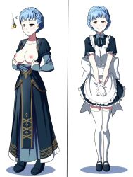  absurdres before_and_after blue_hair breasts coin dazed empty_eyes etlabsotwe expressionless female_only femsub fire_emblem fire_emblem_three_houses gloves happy_trance maid marianne_von_edmund nintendo open_mouth opera_gloves pendulum thighhighs 
