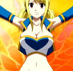 blonde_hair breasts brown_eyes empty_eyes expressionless fairy_tail femsub large_breasts long_hair lucy_heartfilia twintails