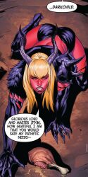 corruption demon_girl dialogue enemy_conversion kneeling magik marvel_comics official red_skin