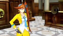  accidental_hypnosis ace_attorney animated athena_cykes brown_hair camera ema_skye expressionless female_only femdom femsub long_hair red_hair self_hypnosis shrunken_irises side_ponytail tagme video vynil 
