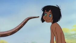  animated brown_hair catalepsy closed_eyes coil_loop_walk coil_slide coils disney happy_trance jungle kaa kaa_eyes male_only maledom malesub mowgli official peril screencast short_hair shota sleepwalking smile snake snake_boy sound stepped_on the_jungle_book topless video 