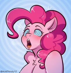 acidthirsty12 animal_ears my_little_pony open_mouth pink_hair pink_skin pinkie_pie spiral_eyes symbol_in_eyes