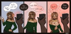  bare_shoulders before_and_after collar denial dog_girl doodle_dip female_only femsub furry hypnotic_app instant_loss no_bra phone solo tagme tech_control undressing undressing_command 
