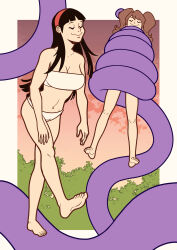 black_hair brown_hair earrings efalabrino feet hair_band happy_trance long_hair persona_(series) persona_4 rise_kujikawa sleeping sleepwalking smile tentacles twintails yukiko_amagi