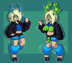  alliwyn_(althea) alternate_color_scheme alternate_costume alternate_hair_color alternate_hairstyle antlers barefoot before_and_after belt blonde_hair blue_eyes breast_expansion breasts cell_phone cloney deer_girl deltarune drool feet furry futasub green_eyes green_sclera hooves horns jacket leucochloridium nipples noelle_holiday open_mouth original parasite phone possession reindeer_girl ring_eyes solo standing symbol tongue torn_clothes transformation trembling tube_top vaginal worm 