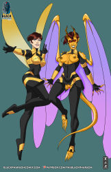  animal_transformation before_and_after bottomless breasts brown_hair bug_girl corruption evil_smile female_only femsub furry horns janet_van_dyne marvel_comics monster_girl non-human_feet red_eyes shiny_skin short_hair smile solo super_hero the_avengers theblackpharaoh topless torn_clothes transformation wasp wasp_girl western wings 