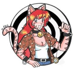  animated animated_gif bell_collar breasts cat_girl collar female_only femdom furry long_hair orange_hair original pendulum red_hair spiral suechan traditional 