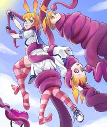 absurdres animal_ears blush bunny_girl character_request coils copyright_request feet female_only femsub glatu guitar happy_trance hypnotic_eyes hypnotic_tentacle kaa_eyes multiple_girls multiple_subs resisting socks tentacles thighhighs