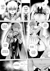 ass blush breast_fondling breast_grab breasts character_request cleavage comic corruption dialogue drool english_text fate/grand_order fate_(series) femsub goddess hair_ribbon happy_trance holding_breasts hyoui_lover large_ass large_breasts long_hair looking_at_viewer morgan_le_fey_(fate) possession pov pov_dom pov_sub ribbon sketch smile speech_bubble sweat text tongue tongue_out