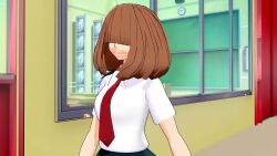 3d airmotor animated bangs bare_legs black_bra bra dress_shirt flower hair_covering_both_eyes hair_covering_one_eye hypnotic_gas hypnotic_plant hypnovember kinoko_komori mmd my_hero_academia panties plant school_uniform shoes skirt socks sound tie underwear video vines