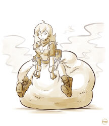  age_regression ahoge blonde_hair boots brain_drain breasts diaper drool hyrosdiaperdivas long_hair rwby scat sketch spiral_eyes yang_xiao_long 