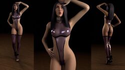  3d animated arcane ass breasts caitlyn_(lol) collar drool expressionless eye_roll female_only femsub hand_on_hip high_heels hypnotized_walking latex league_of_legends leotard long_hair multiple_views nail_polish nipples open_mouth pubic_hair purple_hair saluting see-through solo thighhighs video wet zsnack 