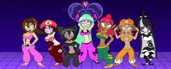  adeleine aged_up ambiguous_pov arms_above_head black_eyes black_hair black_sclera blue_eyes breath_of_the_wild brown_hair capcom charlotte_emily crossover dancer darkstalkers female_only femdom femsub five_nights_at_freddy's gerudo green_eyes hand_on_hip happy_trance harem_outfit hypnoscream kirby_(series) looking_at_viewer makeela_riju morrigan_aensland multicolored_hair multiple_doms multiple_girls multiple_subs murder_drones nintendo orange_hair princess_daisy puppet_(fnaf) purple_eyes red_hair shiny_hair spiralwash_eyes super_mario_bros. tagme tears_of_the_kingdom tessa_james_elliot the_legend_of_zelda watermark white_eyes 
