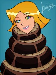 blonde_hair blue_background clover coils femsub happy_trance kaa_eyes lilly41944 snake totally_spies