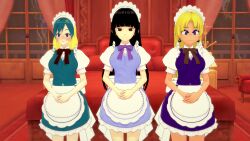 3d black_hair blonde_hair carol_pingrey empty_eyes femsub happy_trance loud_house maggie_(loud_house) maid maid_headdress multicolored_hair sam_sharp shadow1333