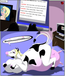  brain_drain breasts comic computer cow_girl femsub furry harlequin141 huge_breasts lactation lying maledom original text transformation udders 