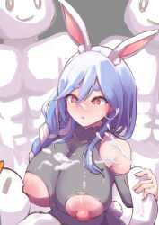  bare_shoulders blue_hair braid breast_sucking bunny_ears bunny_girl clothed_exposure collarbone cum cum_on_body cum_on_breasts exposed_chest expressionless femsub group_sex handjob hololive huge_breasts long_hair milf multiple_boys nipple_cutout nipples nursing_handjob paizuri pekomama penis sex simple_background spiral_eyes symbol_in_eyes tagme tomato_power torn_clothes virtual_youtuber 
