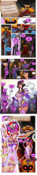  armor bimbofication black_hair breasts clothed_exposure comic corruption dialogue erect_nipples inanimate_object kannelart large_breasts magical_girl miniskirt multicolored_hair overlord_bob overlord_bob_universe red_hair skirt sling_bikini stepped_on sword text thighhighs transformation transgender twintails 