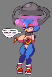 blueberrygrizzly bottomless brain_drain breasts empty_eyes female_only femsub furry genderswap large_breasts nipple_piercing nipples open_mouth pussy sonic_the_hedgehog sonic_the_hedgehog_(series) spiral_eyes symbol_in_eyes tech_control text topless