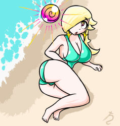 breasts female_only femsub hair_covering_one_eye harvestman_here hypnotic_orb large_breasts nintendo princess princess_rosalina solo super_mario_bros. surprised swimsuit symbol_in_eyes