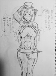  absurdres blush breasts cynthia earrings femsub hair_covering_one_eye happy_trance hat heart heart_eyes heart_pasties jewelry large_breasts latex long_hair nintendo panties pasties pokemon pokemon_diamond_pearl_and_platinum punitofu saluting sketch symbol_in_eyes text thighhighs translation_request underwear 
