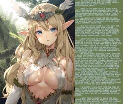  blonde_hair blue_eyes breasts caption elf elf_ears fancyaddiction_(manipper) femdom gloves hypnotic_eyes large_breasts long_hair looking_at_viewer magic manip open_mouth opera_gloves parsley pov pov_sub sleep_command text 