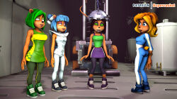3d absurdres ami_(crash_team_racing) bandicoot_girl bodysuit breasts crash_bandicoot_(series) crash_team_racing electricity empty_eyes female_only femsub furry happy_trance helmet isabella_(crash_team_racing) large_breasts liz_(crash_team_racing) megumi_(crash_team_racing) open_mouth source_filmmaker spiral_eyes standing standing_at_attention supercasket symbol_in_eyes tech_control tongue whitewash_eyes