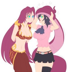  animated animated_eyes_only animated_gif black_hair breasts coils female_only femdom femsub hypnotic_eyes ivatent_(manipper) kaa_eyes large_breasts long_hair merlin_(the_seven_deadly_sins) monster_girl naga_girl open_mouth pink_hair plsgts ruby_(godofwar99) short_hair simple_background skirt snake_girl the_seven_deadly_sins waitress white_background 
