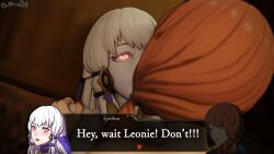 3d dochaunt english_text femdom femsub fire_emblem fire_emblem_three_houses hypnotic_kiss hypnotized_hypnotist kissing leonie_pinelli lysithea_von_ordelia nintendo tagme text