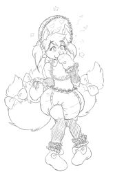 absurdres age_regression crossed_eyes diaper drool feminization fox_boy furry gloves happy_trance luckyluckyluckypenny male_only malesub original ring_eyes sketch socks solo twintails