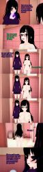 absurdres altered_common_sense black_hair breasts brown_eyes clothed dialogue english_text female_only femdom femsub glasses long_hair multiple_girls nipples nude ophelia's_dollhouse ophelia_(ophelia's_dollhouse) purple_eyes text zenin1