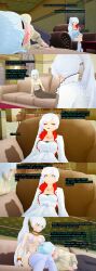  3d cyanstargazer empty_eyes femdom femsub harem_outfit hypnotic_voice large_breasts long_hair rwby tagme text weiss_schnee white_hair 