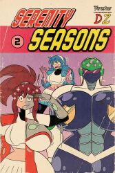 blue_hair breast_expansion brown_eyes brown_hair drool empty_eyes female_only femsub hair_band headphones huge_breasts long_hair maggotmike muscle_girl original ponytail resisting robot robot_girl robotization saluting shoulder_pads skirt text transformation