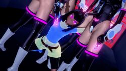 3d black_hair card clothed crotch_tattoo dark_skin female_only femsub glowing_eyes julia_krystal leotard multiple_girls multiple_subs open_mouth pink_eyes samurai_who_loves_lewd_crests short_hair small_breasts sub_on_sub yu-gi-oh! yu-gi-oh!_arc-v