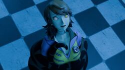  3d breasts choker coils crossover disney jungle kaa kaa_eyes nerdboijesus night open_mouth persona_(series) persona_3 ring_eyes smile snake the_jungle_book yukari_takeba 
